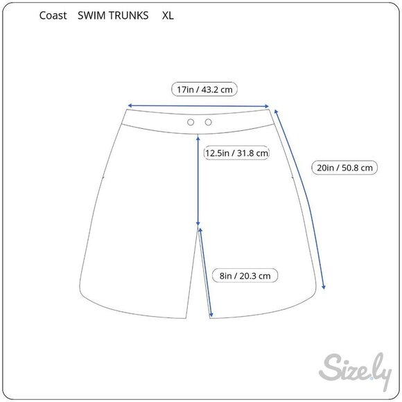 Coast Swim Trunks Blue White Tropical Print Elastic Waistband Mesh Lining Men XL - Picture 5 of 8